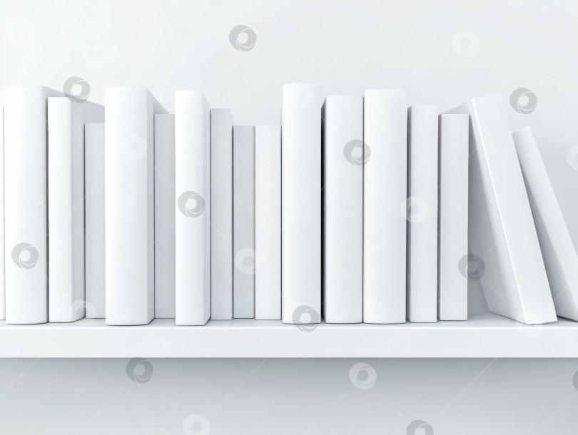 Скачать Минималистичный дизайн интерьера с рядом стоящих вертикально книг в твердом переплете матово-белого цвета для элегантного декора фотосток Ozero