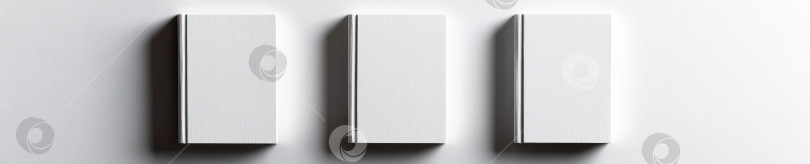 Скачать Минималистичный вид сверху вниз на пять геометрически расположенных белых книг на плоской поверхности фотосток Ozero