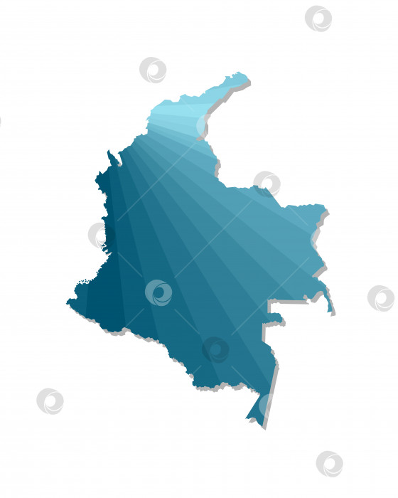 Скачать Векторный значок изолированной иллюстрации с упрощенным синим силуэтом карты Колумбии. Многоугольный геометрический стиль. Белый фон фотосток Ozero