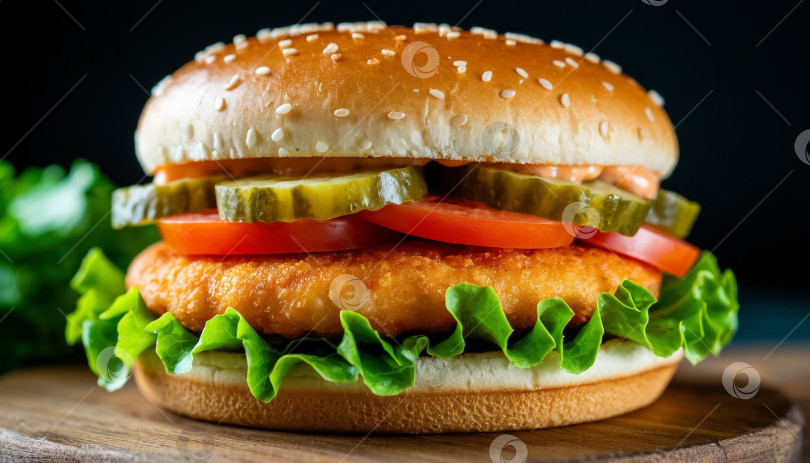 Скачать Фишбургер крупным планом. Создан искусственный интеллект. фотосток Ozero