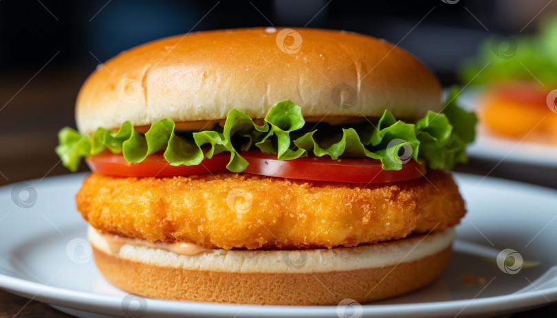 Скачать Фишбургер крупным планом. Создан искусственный интеллект. фотосток Ozero
