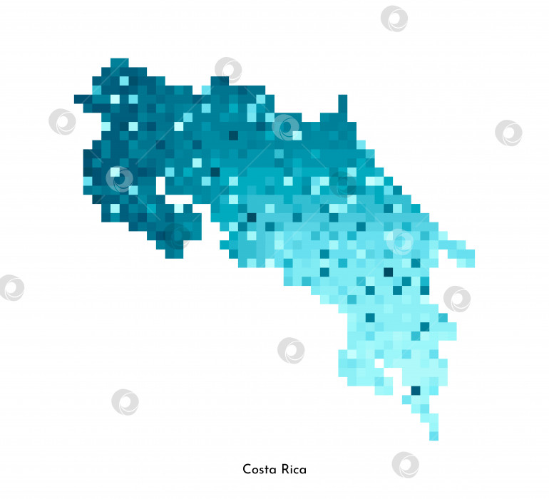 Скачать Векторная изолированная геометрическая иллюстрация с упрощенным льдисто-голубым силуэтом карты Коста-Рики. Стиль пиксельной графики для шаблона NFT. Точечный логотип с градиентной текстурой для дизайна на белом фоне фотосток Ozero