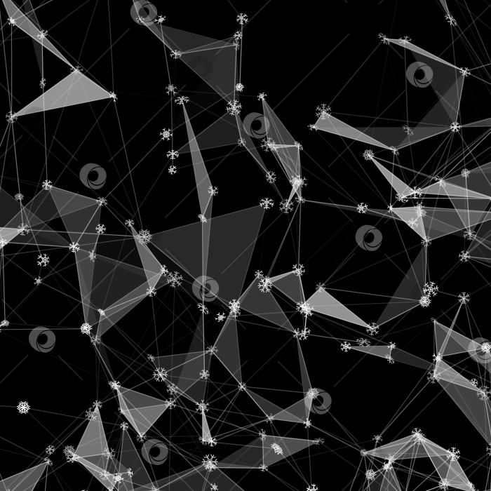 Скачать Рождественский технологический фон со снежинками на треугольной ледяной сетке фотосток Ozero