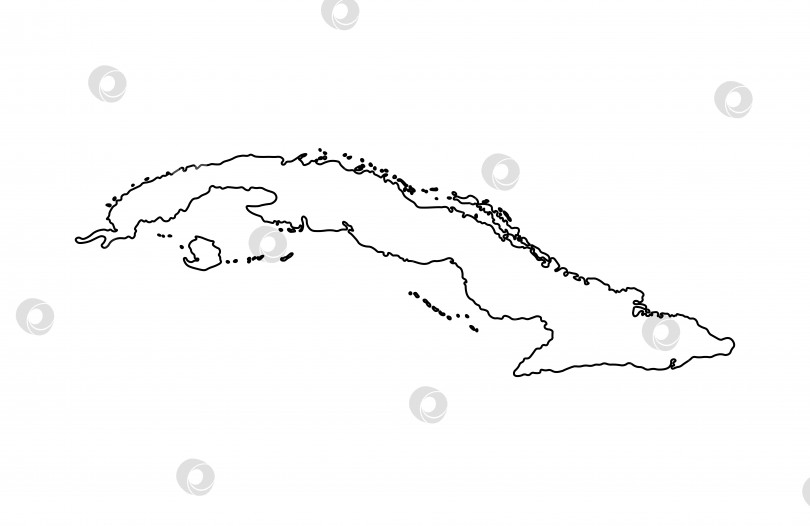 Скачать Векторный значок изолированной иллюстрации с силуэтом черной линии упрощенной карты Кубы фотосток Ozero