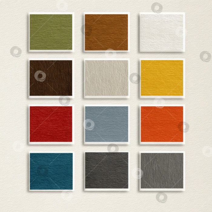 Скачать Образцы красочных текстурированных тканей, расположенные в виде сетки на светлом фоне, демонстрируют разнообразие оттенков и материалов для дизайнерского вдохновения и творческих проектов. фотосток Ozero