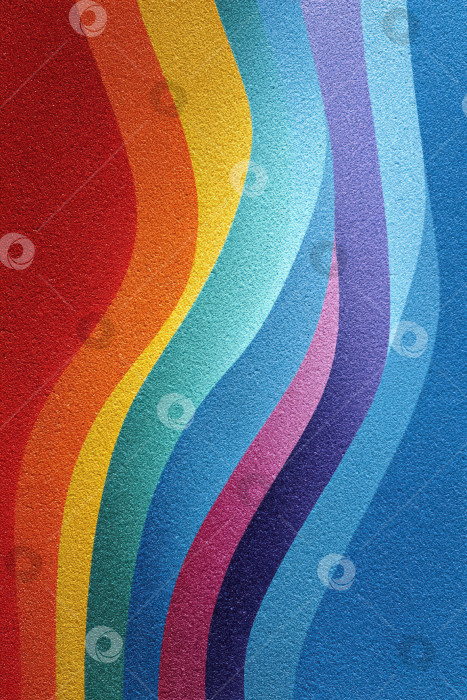 Скачать Красочная абстрактная иллюстрация waves с яркими оттенками красного, оранжевого, желтого, зеленого, синего и фиолетового цветов создает динамичный визуальный поток и энергичную атмосферу для дизайнерских проектов фотосток Ozero