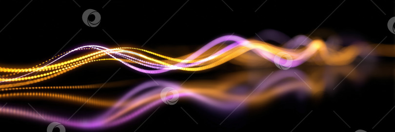 Скачать Яркие световые волны фиолетовых и оранжевых оттенков создают завораживающий визуальный эффект на темном фоне, красиво отражаясь и усиливая динамичную атмосферу сцены фотосток Ozero