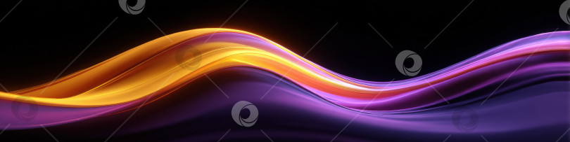 Скачать Абстрактная волновая иллюстрация с яркими цветами оранжевого, фиолетового и розового, плавно перетекающими на темном фоне, создает динамичный визуальный эффект, наполненный энергией и движением. фотосток Ozero