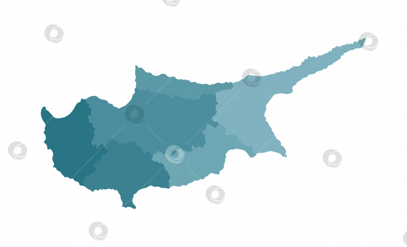 Скачать Векторная изолированная иллюстрация упрощенной административной карты Кипра. Границы районов (областей). Красочные силуэты синего цвета цвета хаки фотосток Ozero
