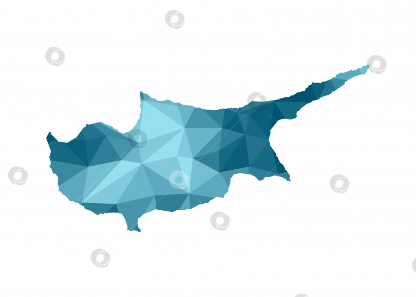 Скачать Векторный значок изолированной иллюстрации с упрощенным синим силуэтом карты Республики Кипр. Многоугольный геометрический стиль, треугольные формы. Белый фон фотосток Ozero