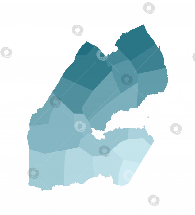 Скачать Векторная изолированная иллюстрация упрощенной административной карты Джибути. Границы районов (областей). Красочные силуэты синего цвета цвета хаки фотосток Ozero