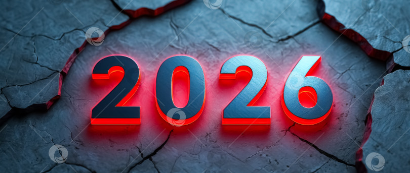 Скачать Число 2026 написано красным на обломке скалы фотосток Ozero