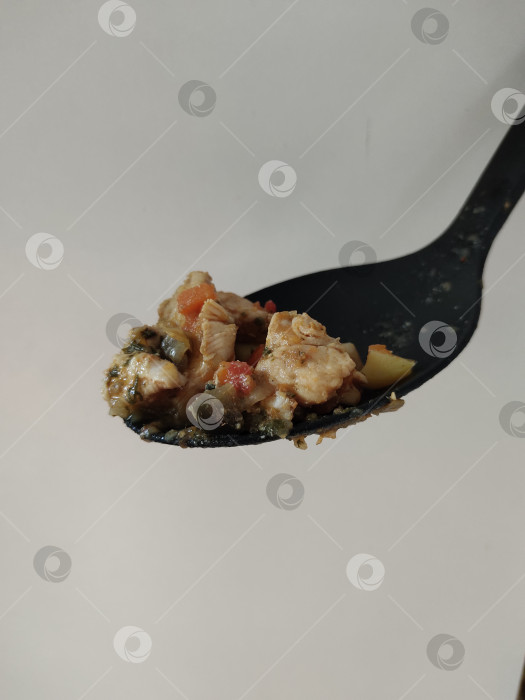 Скачать Ложка мясного рагу для здорового питания фотосток Ozero