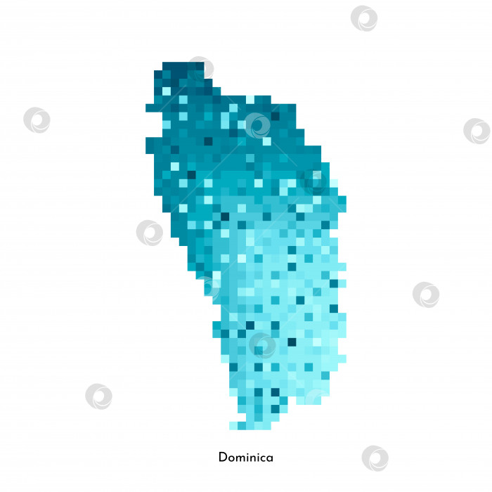 Скачать Векторная изолированная геометрическая иллюстрация с упрощенным льдисто-голубым силуэтом карты Доминики. Стиль пиксельной графики для шаблона NFT. Точечный логотип с градиентной текстурой для дизайна на белом фоне фотосток Ozero