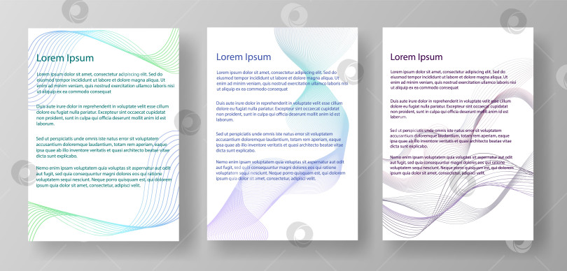 Скачать Три макета букв формата А4 с текстом lorem ipsum. Документы отображаются на светло-сером фоне. Концепция дизайна макета документа. Векторная иллюстрация фотосток Ozero