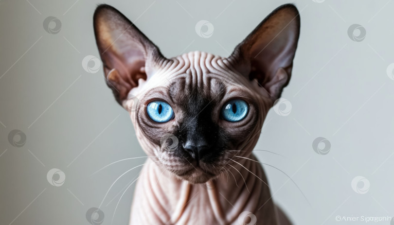 Скачать Кошка-сфинкс с голубыми глазами. фотосток Ozero