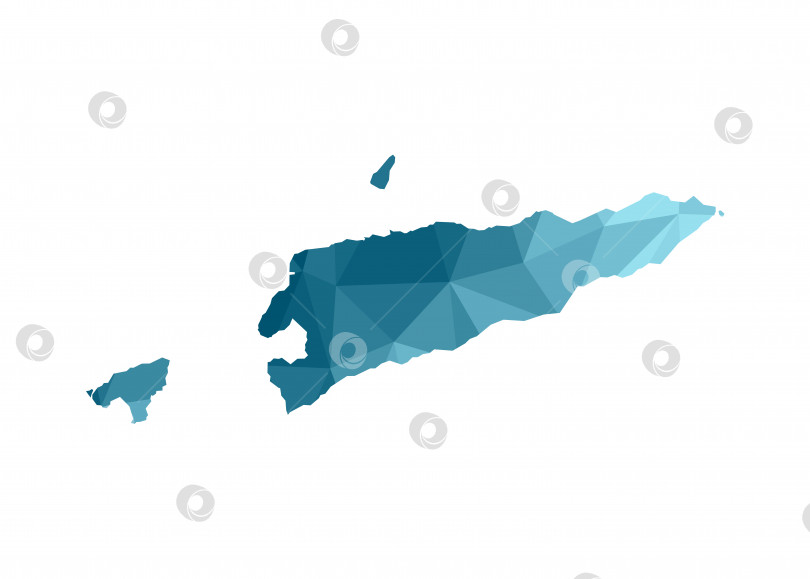 Скачать Векторный значок изолированной иллюстрации с упрощенным синим силуэтом карты Восточного Тимора (Timor-Leste). Многоугольный геометрический стиль, треугольные формы. Белый фон фотосток Ozero
