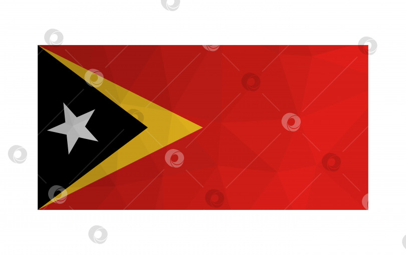 Скачать Векторная изолированная иллюстрация. Национальный флаг Восточного Тимора. Официальный символ Тимора-Лешти. Креативный дизайн в стиле low poly с треугольными формами. Градиентный эффект. фотосток Ozero
