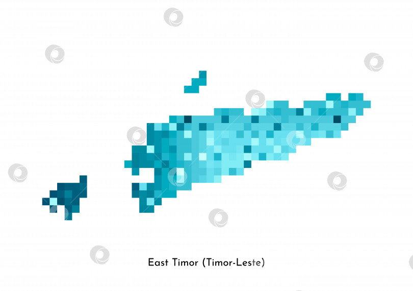 Скачать Векторная изолированная геометрическая иллюстрация с упрощенным льдисто-голубым силуэтом карты Восточного Тимора (Timor-Leste). Стиль пиксельной графики для шаблона NFT. Точечный логотип с градиентной текстурой на белом фоне фотосток Ozero
