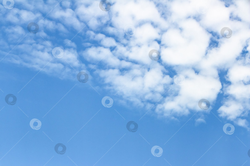 Скачать Обширное голубое небо с пушистыми белыми облаками создает безмятежную атмосферу, идеально подходящую для создания фона, дизайнерских проектов или в качестве успокаивающего визуального элемента в различных контекстах. фотосток Ozero