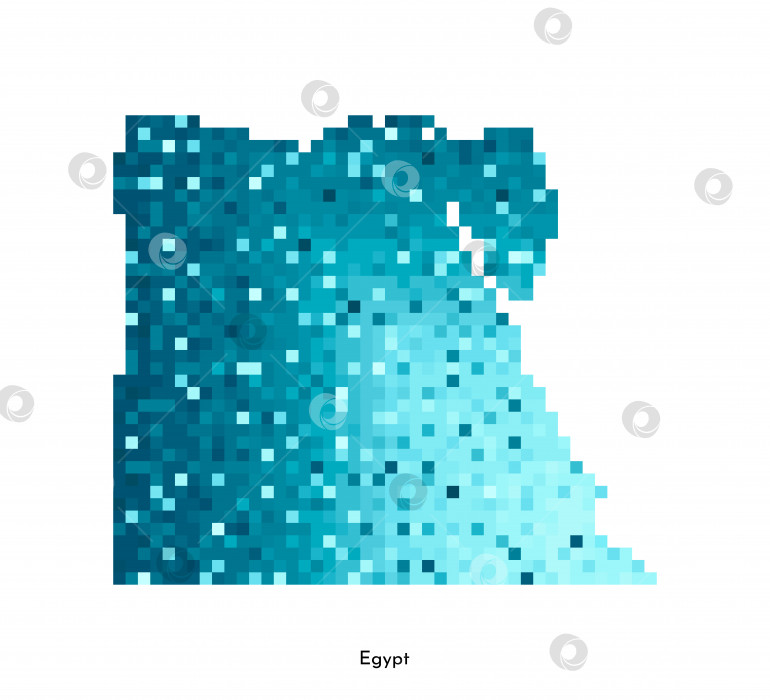 Скачать Векторная изолированная геометрическая иллюстрация с упрощенным льдисто-голубым силуэтом карты Египта. Стиль пиксельной графики для шаблона NFT. Точечный логотип с градиентной текстурой для дизайна на белом фоне фотосток Ozero
