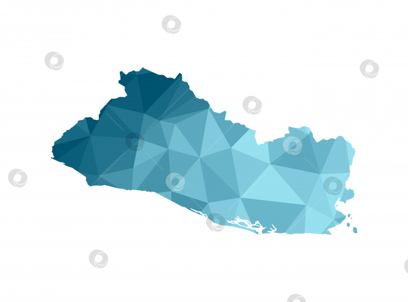 Скачать Векторный значок изолированной иллюстрации с упрощенным синим силуэтом карты Сальвадора. Многоугольный геометрический стиль, треугольные формы. Белый фон фотосток Ozero