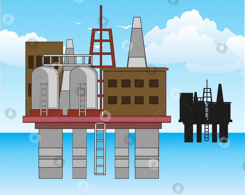 Скачать Морская нефтяная платформа для добычи нефти фотосток Ozero