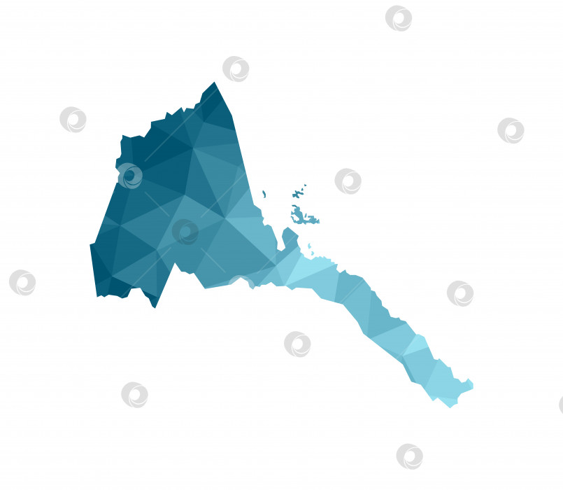 Скачать Векторный значок изолированной иллюстрации с упрощенным синим силуэтом карты Эритреи. Многоугольный геометрический стиль, треугольные формы. Белый фон фотосток Ozero