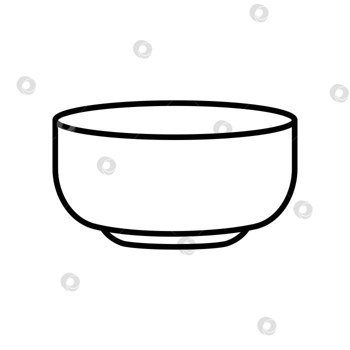 Скачать Миска для супа. Значок кухонной утвари. Векторная линия кухонной утвари и инструмента. Иллюстрация столовых приборов фотосток Ozero