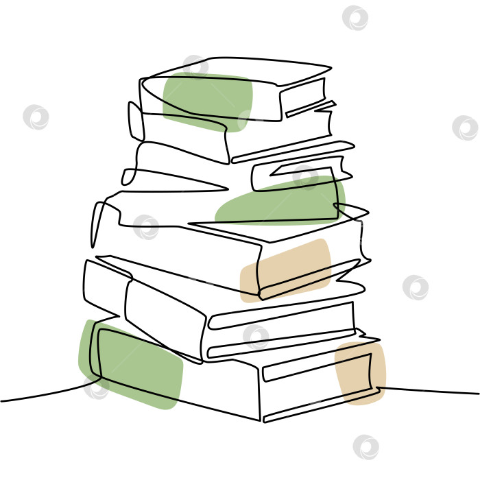 Скачать Книжный набор в одну строку. Эскиз школьных учебников. Векторная иллюстрация в виде контура фотосток Ozero