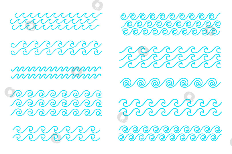 Скачать Коллекция векторов Blue line waves фотосток Ozero