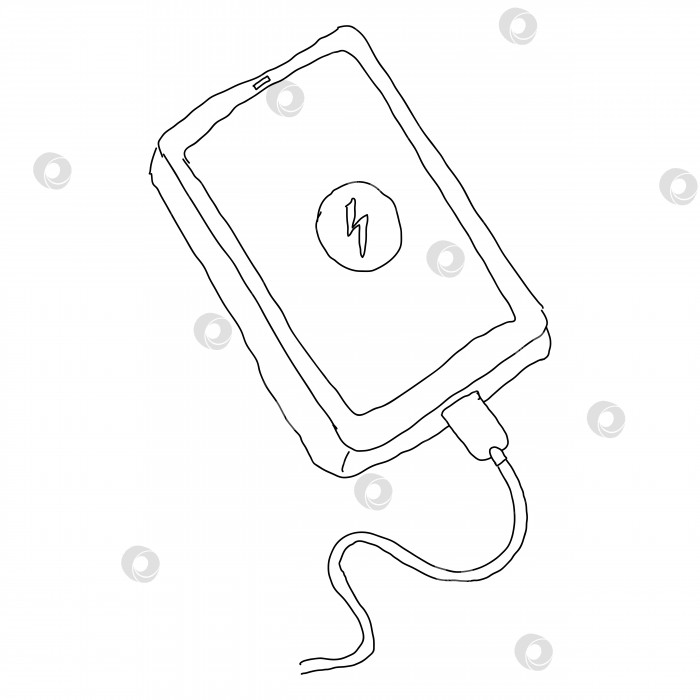 Скачать Нарисованный от руки эскиз мобильного телефона. с зарядным устройством фотосток Ozero