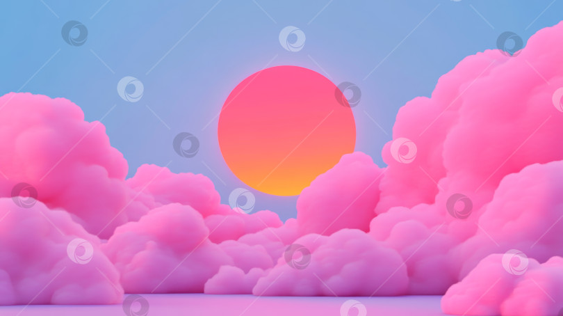 Скачать Яркий закат над мечтательными розовыми облаками в безмятежном небе, отражающий теплые оттенки вечернего света фотосток Ozero