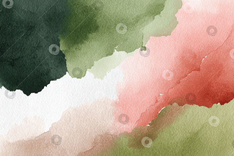 Скачать Абстрактная акварельная иллюстрация с мягкими оттенками зеленого, розового и белого, плавно переходящими друг в друга, создавая безмятежный и художественный фон для различных дизайнерских решений. фотосток Ozero