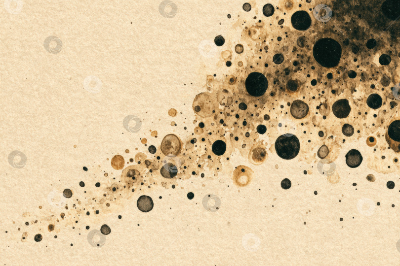 Скачать Абстрактная акварельная иллюстрация с динамичным расположением круглых форм различных размеров и землистых тонов создает визуально привлекательную композицию на текстурированном фоне. фотосток Ozero