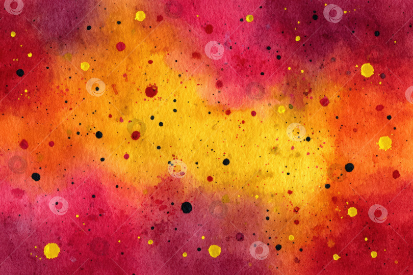 Скачать Яркая акварельная иллюстрация со смесью красных, оранжевых, желтых и черных вкраплений создает динамичный абстрактный фон для художественных дизайнерских проектов фотосток Ozero