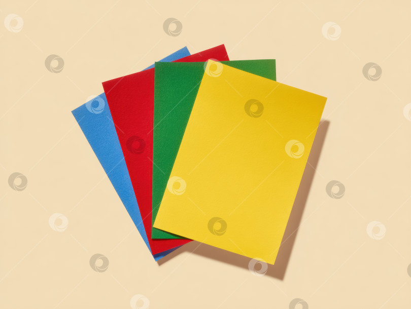 Скачать Яркие образцы ткани в плоском исполнении. Красный, желтый, зеленый, синий - для дизайна и вдохновения фотосток Ozero