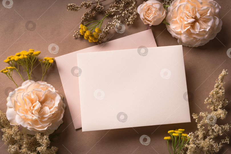 Скачать Пустая открытка и осенние розы фотосток Ozero