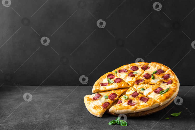 Скачать Пицца с пепперони и моцареллой фотосток Ozero