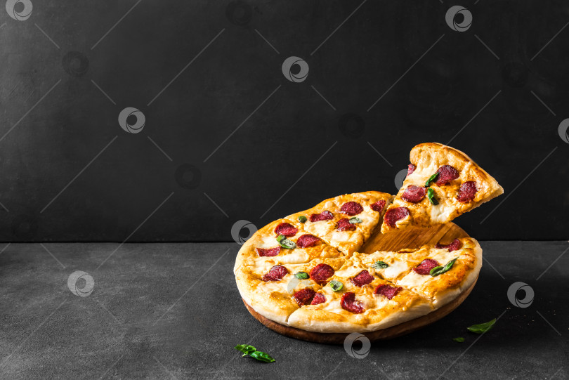 Скачать Пицца с пепперони и моцареллой фотосток Ozero