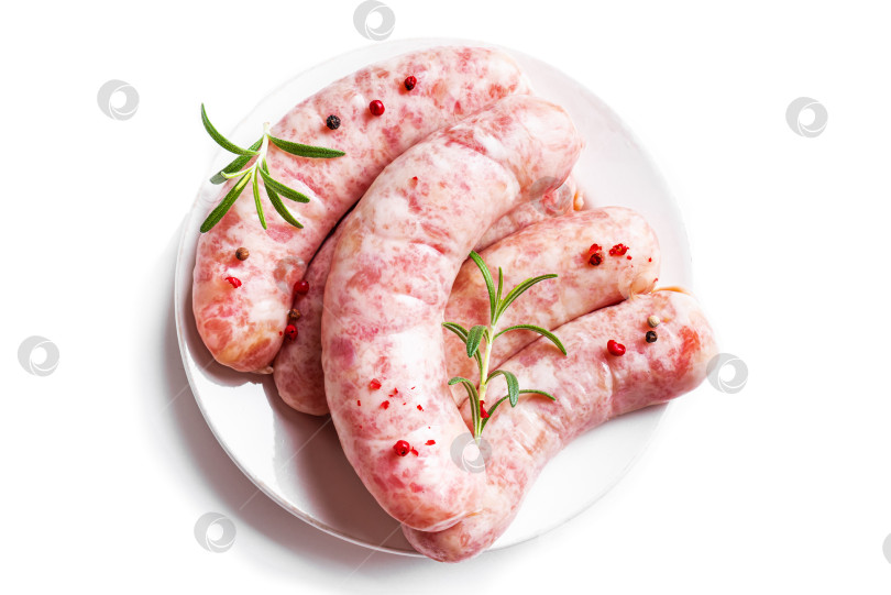 Скачать Сырокопченые сосиски со специями и розмарином фотосток Ozero