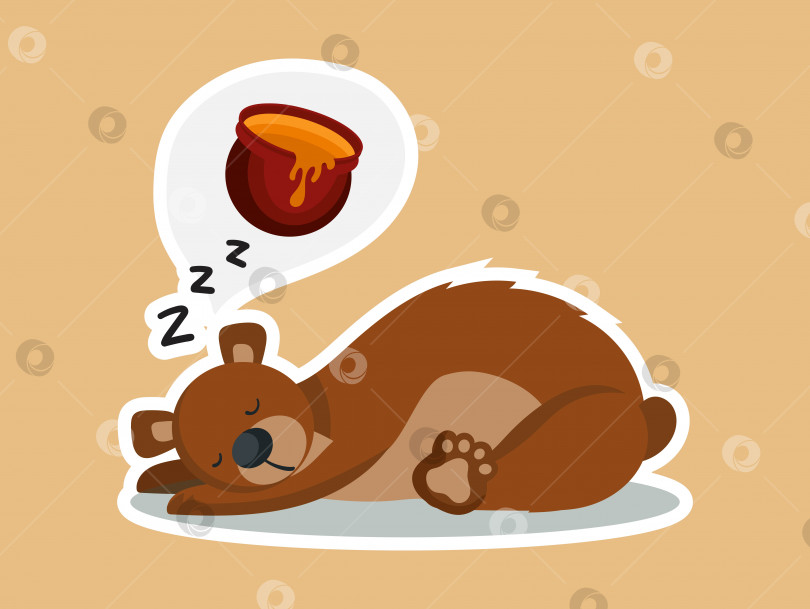 Скачать Симпатичный бурый медведь спит мультяшная векторная иллюстрация значка. Значок концепции природы животных, изолированный вектор премиум-класса. Плоский мультяшный стиль фотосток Ozero