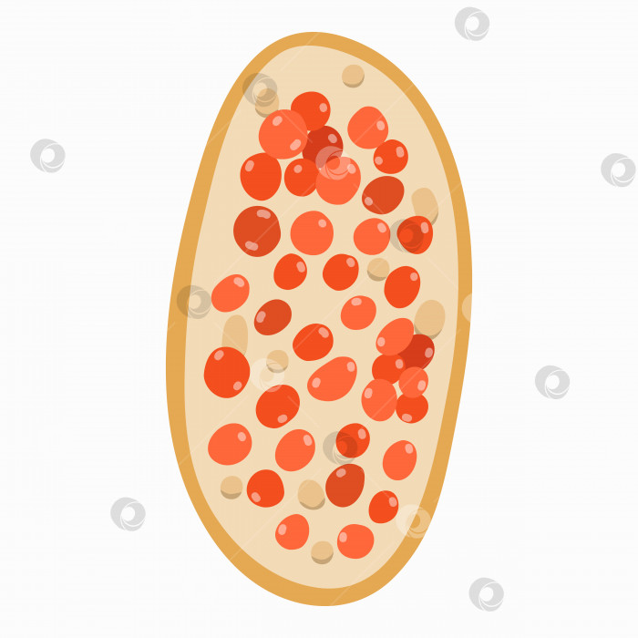 Скачать Бутерброд с красной икрой в модном наивном стиле. Традиционный завтрак из популярных продуктов. Векторный рисованный клипарт. Роскошный деликатесный корм для рыб. Ржаной хлеб с маслом и лососевой икрой. Сырые морепродукты. фотосток Ozero