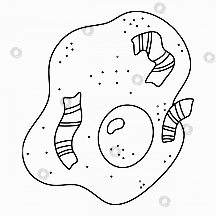 Скачать Традиционный американский завтрак из популярных продуктов. Крупным планом вкусная яичница-глазунья с беконом и перцем. Векторный рисованный каракули, изолированный на фоне. Симпатичная иллюстрация. Концепция приема пищи, еда фотосток Ozero