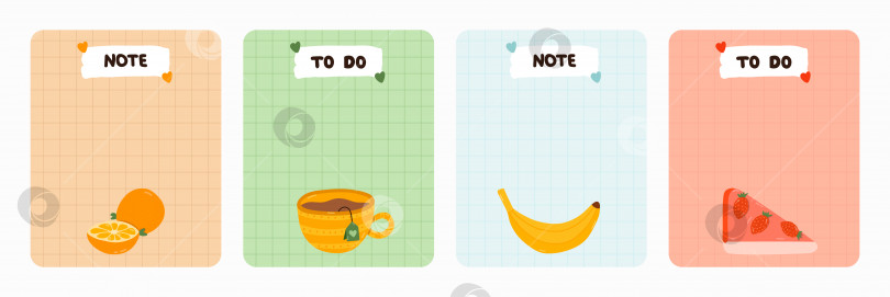Скачать Набор симпатичных шаблонов для вырезок для заметок в ежедневнике, что нужно сделать, что купить и других с иллюстрациями о здоровом завтраке. С иллюстрациями, пригодными для печати и редактирования. Для школьного и университетского расписания фотосток Ozero