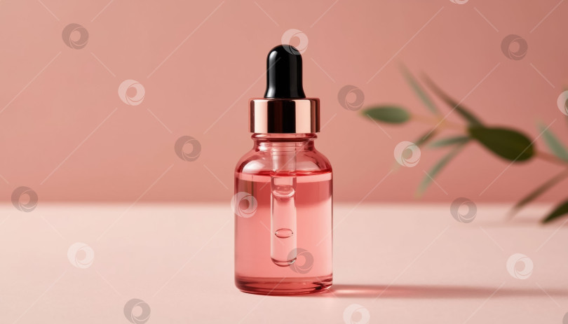 Скачать Флаконы пастельных тонов с белыми крышечками и цветами на светлой деревянной подставке фотосток Ozero