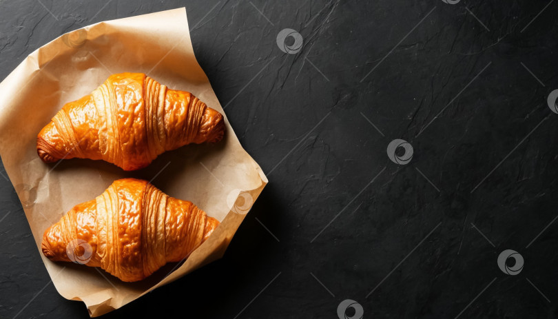 Скачать Свежий круассан на черном фоне фотосток Ozero