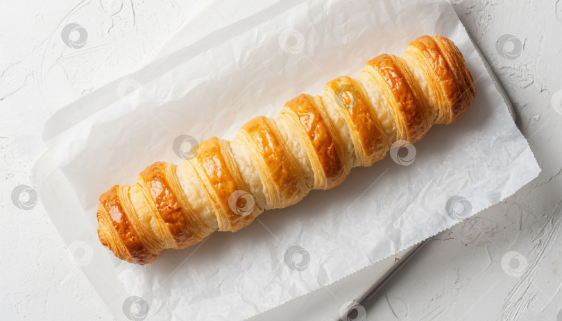 Скачать Кремовый трубчатый торт на белом деревянном фоне фотосток Ozero