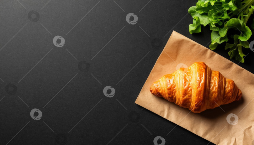 Скачать Свежий круассан на черном фоне фотосток Ozero
