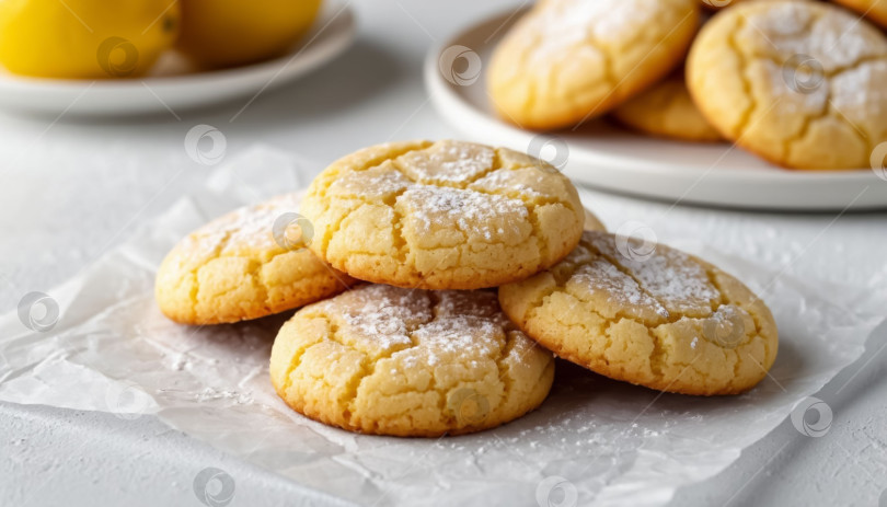 Скачать Лимонное печенье с крекерами на белом фоне фотосток Ozero